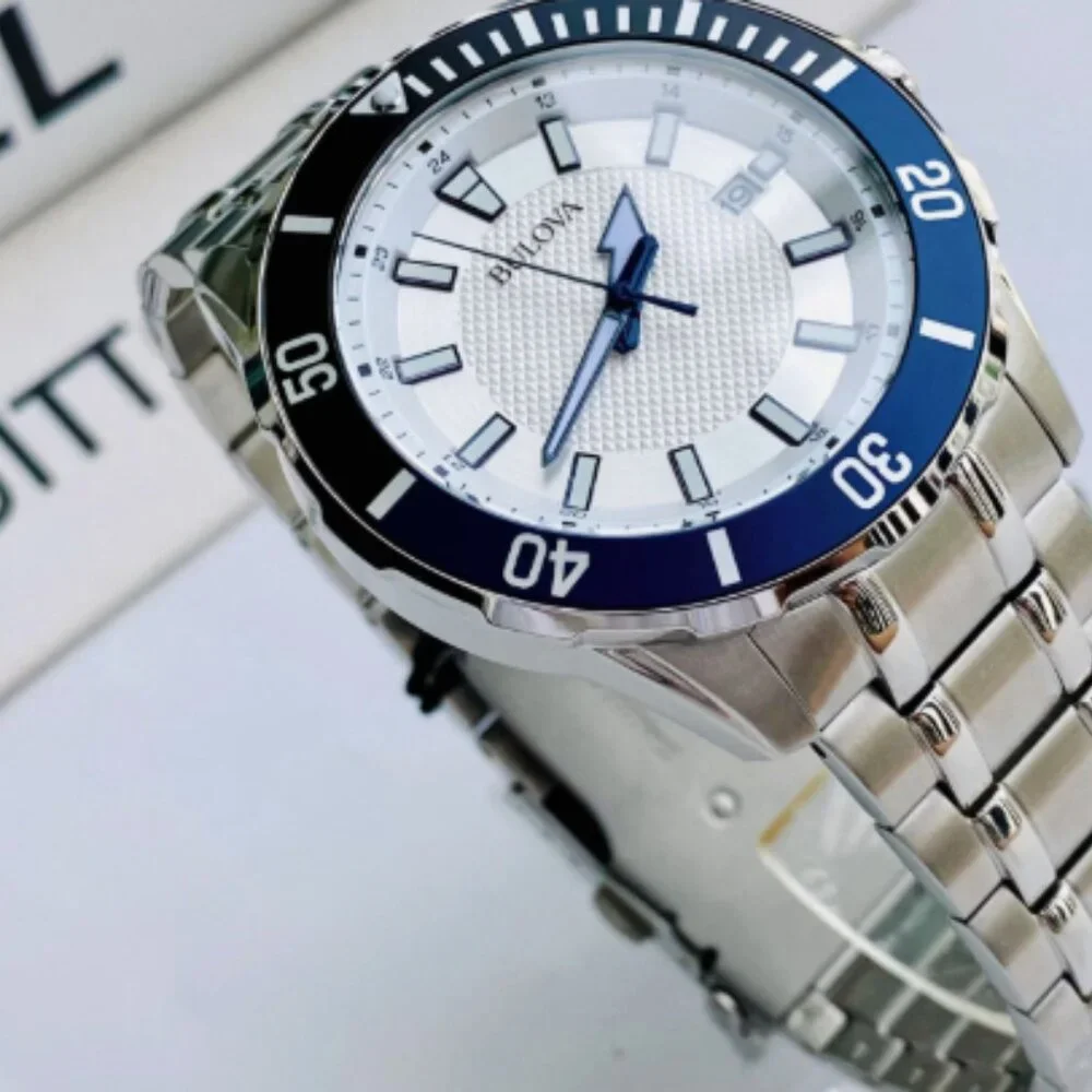 Men's Bulova Blue 44mm Watch Steel WOW!